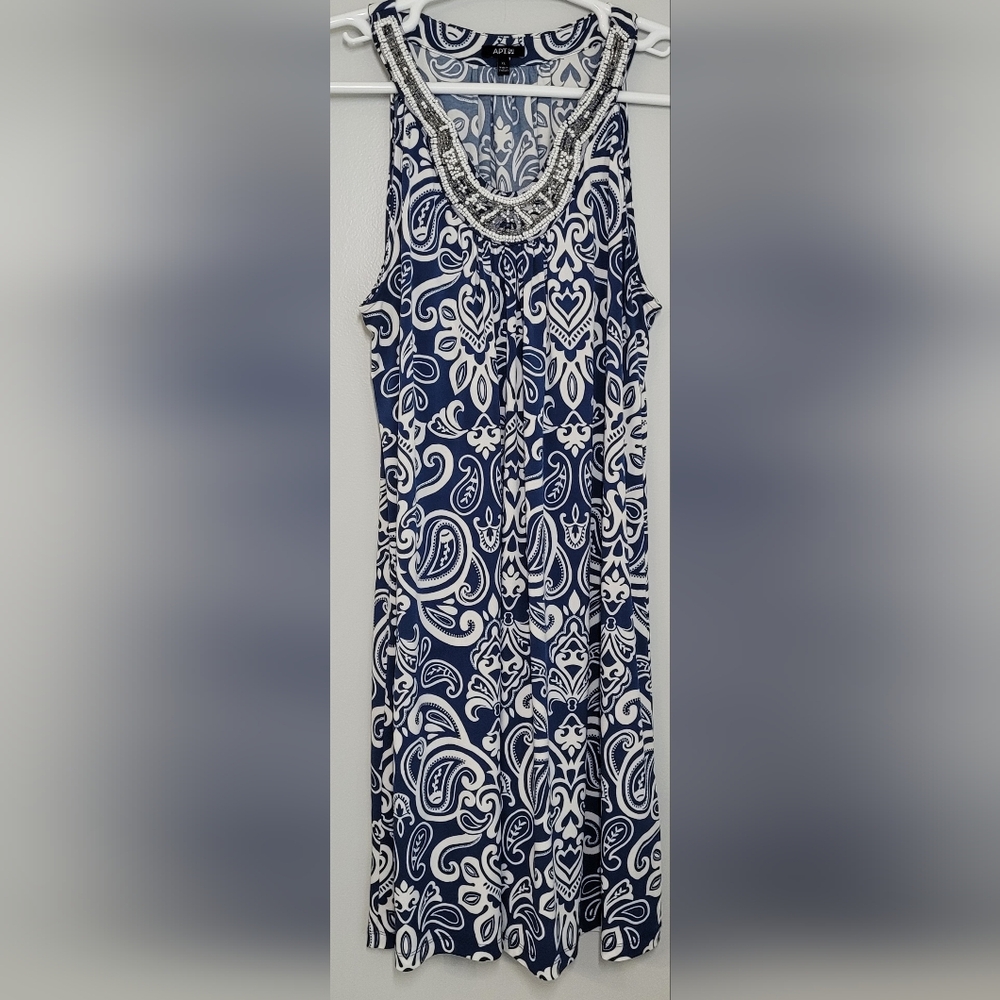 Apt. 9 Blue and White Patterned Dress XL